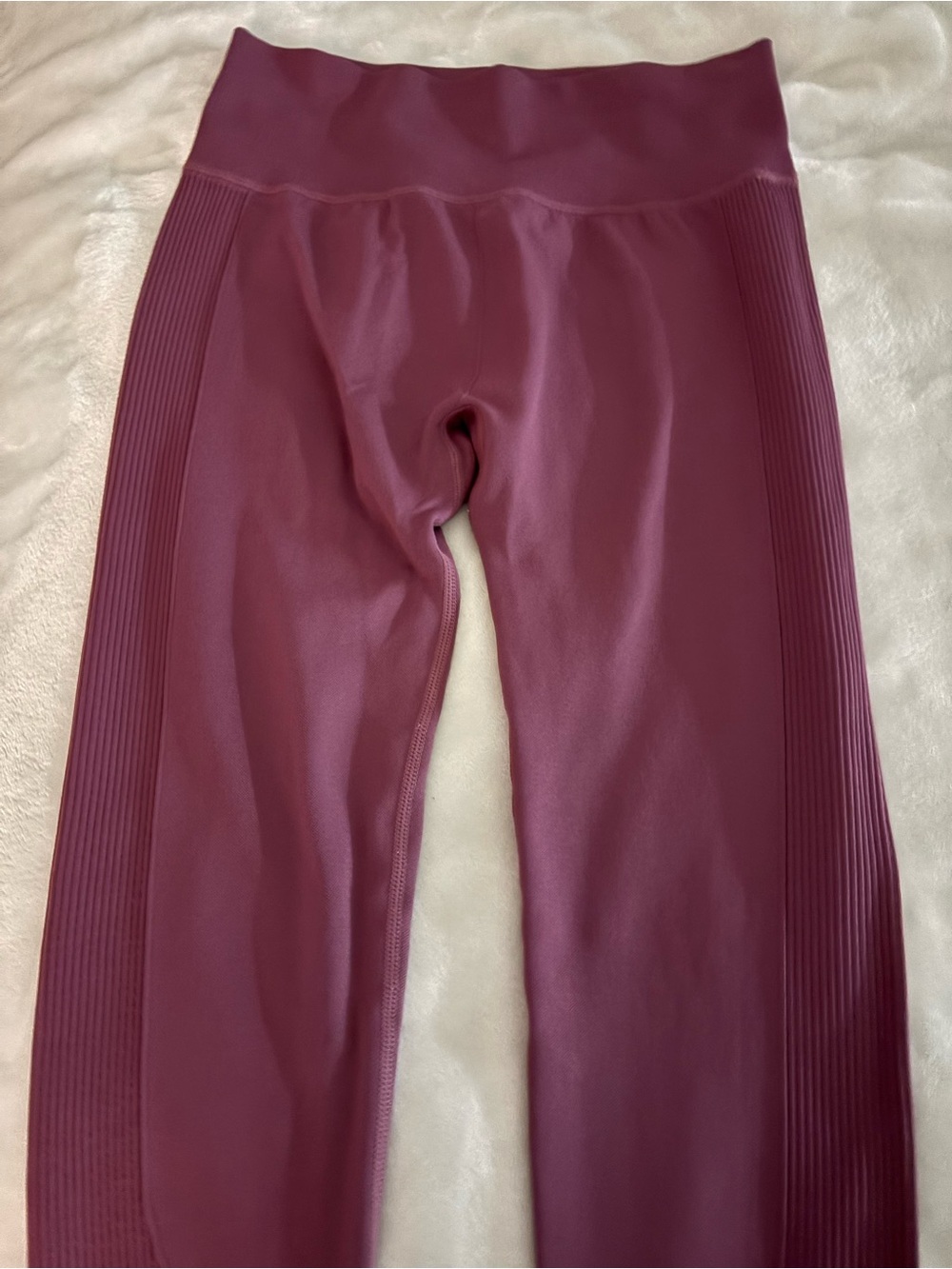 Seamless Ribbed Sports Bra and Legging Set - Mauve - Picture 4 of 5